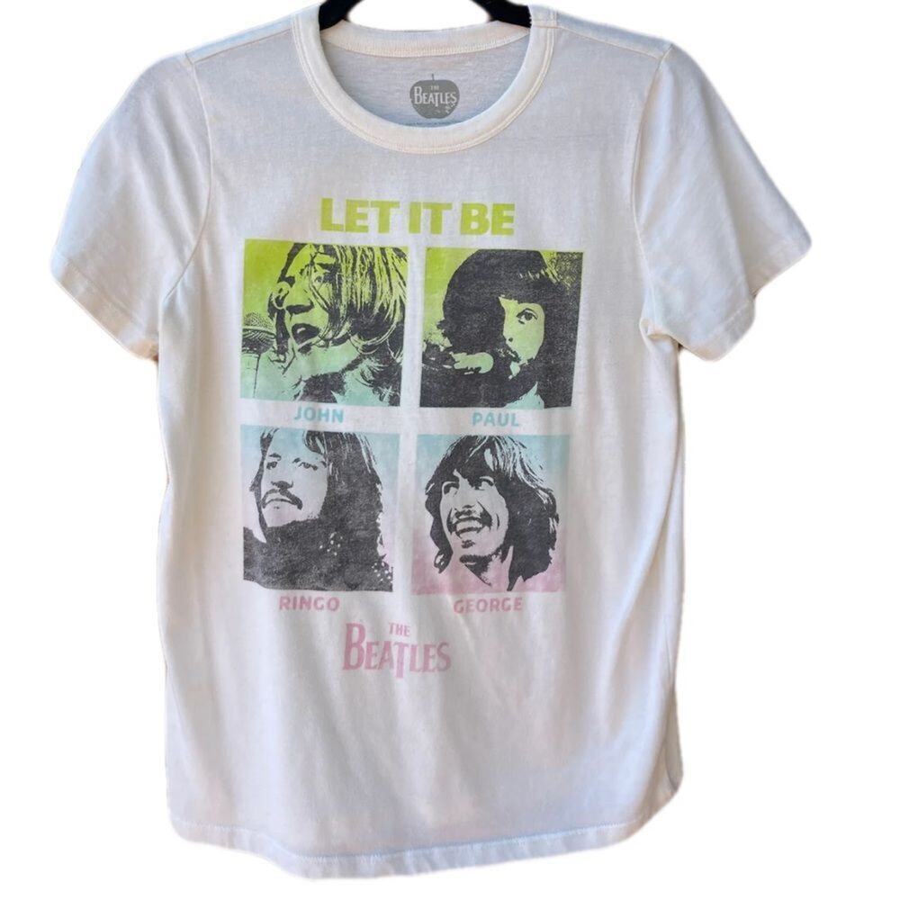 The Beatles Let It Be Authorized Merch T-Shirt Size XL with raw cropped hem